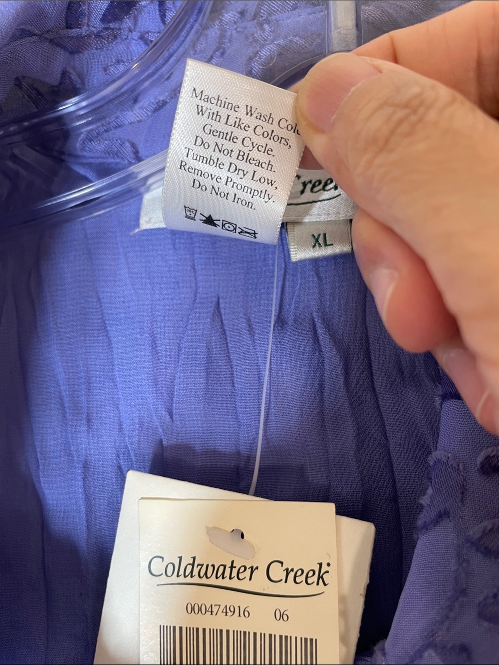 Coldwater Creek Lavender Ruffle Front Crinkled Blouse. XL. NWT. - Picture 3 of 11